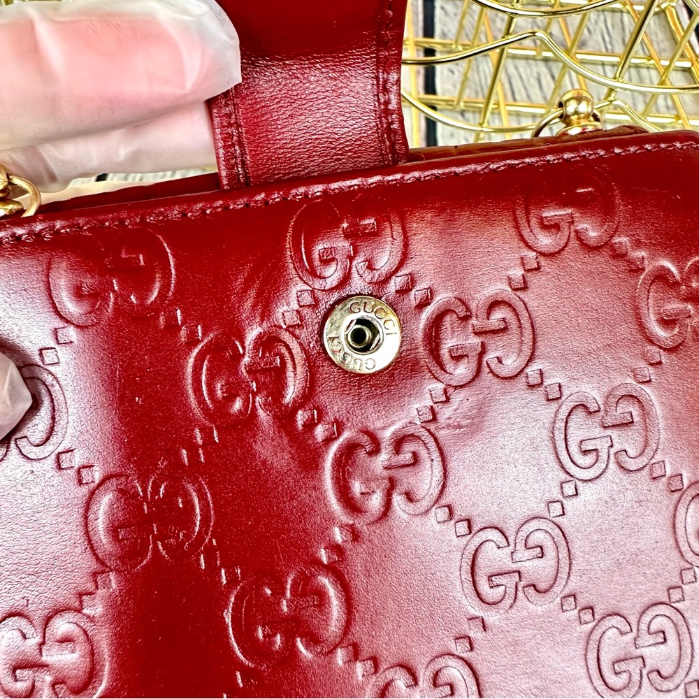 Gucci red leather mini Guccissima wallet crossbody - Picture 11 of 15
